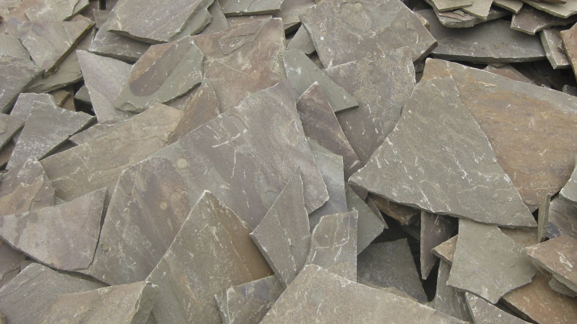 Песчаник пластушка серо-зеленый (1,5 см)  купить  в Москве плитняк - пластушка серо-зеленый, серый, зеленый пластушка рваная ландшафтная колотая 7 500 руб/м3   фото 