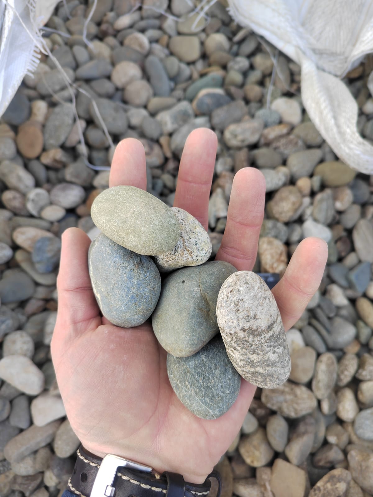  Галька речная окат (пестрая) фр. 20-40 мм. купить   в Москве галька речная пестрая, серая, серые оттенки галька речная окатанная округлая 4000 руб/т   фото 