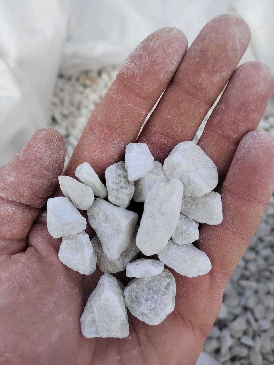  Мраморная крошка, щебень, цвет-белый, фр. 10-20 мм.  купить  в Москве мрамор белый, молочный айвори каменная ландшафтная декоративная крошка шебня 9500 руб/т   фото 