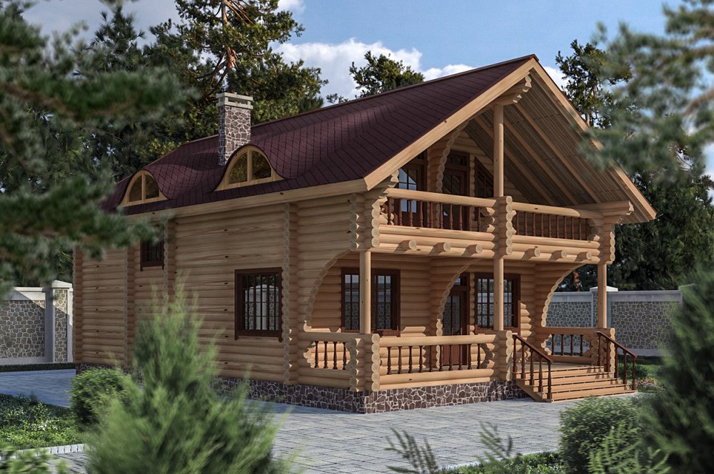 Проект дома из оцилиндрованного бревна «Аргос»